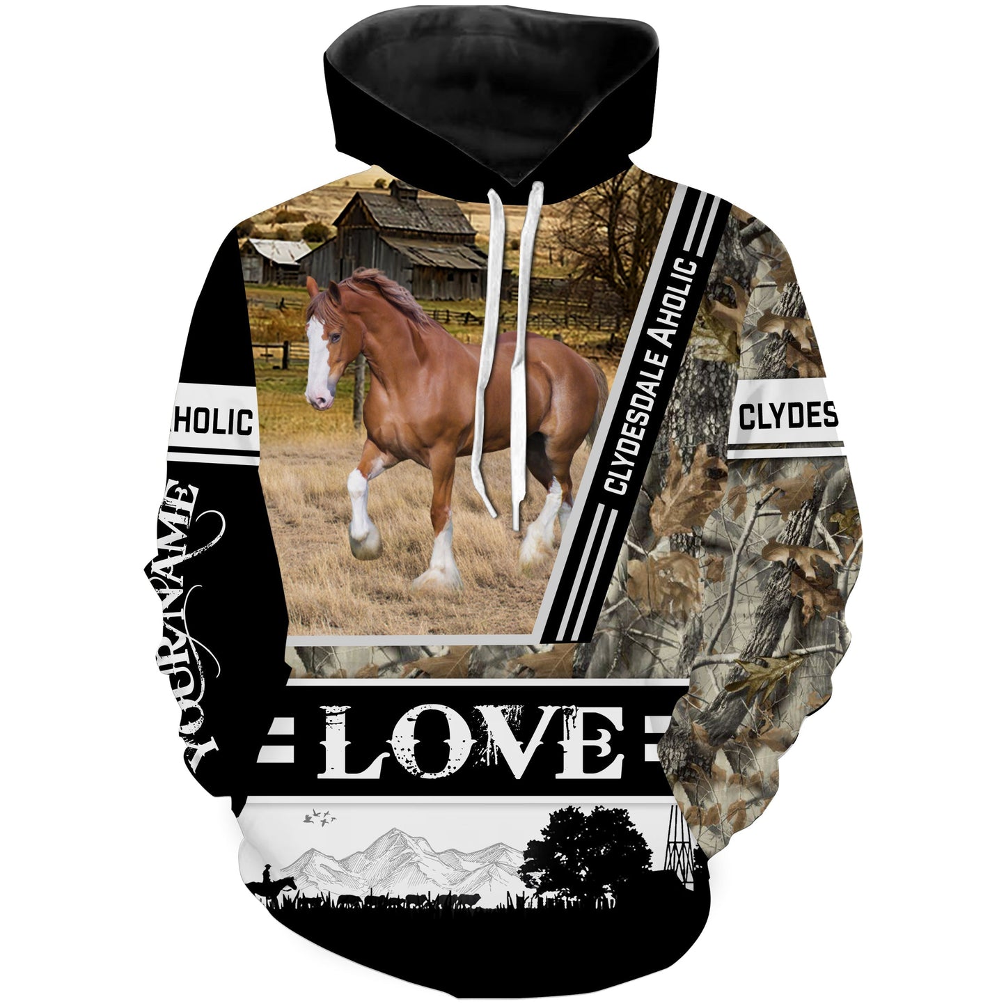 Beautiful Clydesdale Horse Custom name 3D Full printing shirt, Hoodie, Long sleeve FSD835