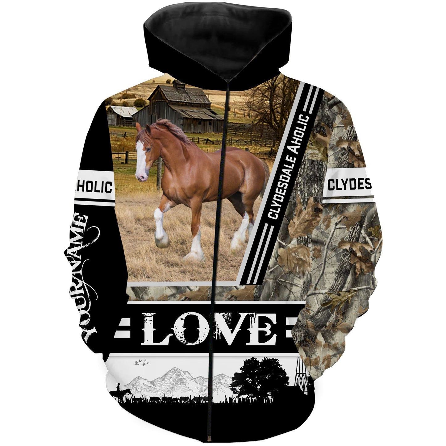 Beautiful Clydesdale Horse Custom name 3D Full printing shirt, Hoodie, Long sleeve FSD835