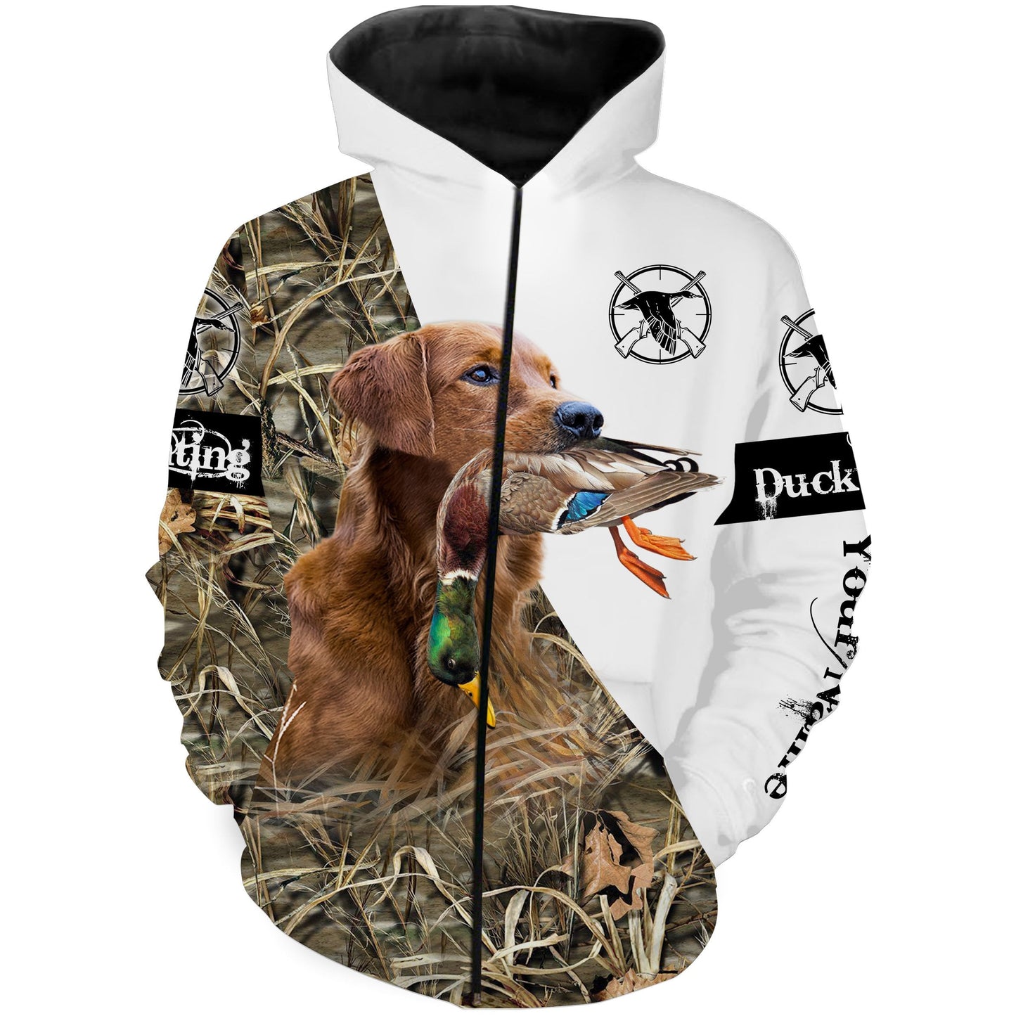 Duck hunting with dog Golden Retriever Custom Name 3D All over print Shirt, Hoodie - Personalized Hunting Gifts FSD2727