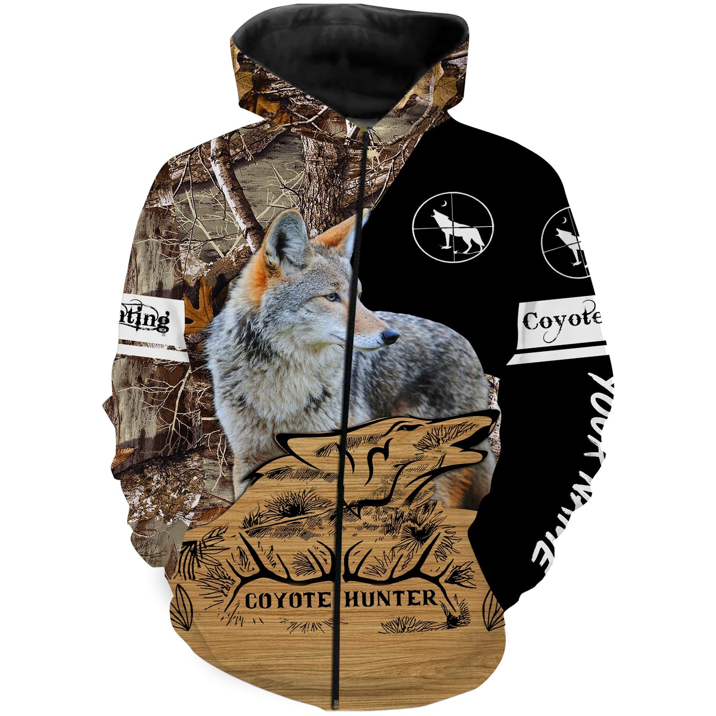 Coyote Hunting Camo Custom Name 3D All Over Print Hoodie Zip Up Hoodie Zip Up Hoodie