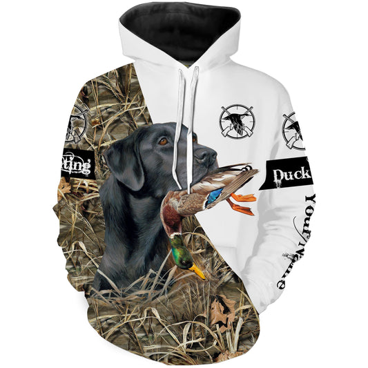 Duck hunting with dog back labrador Custom Name 3D All over print Shirt Hoodie