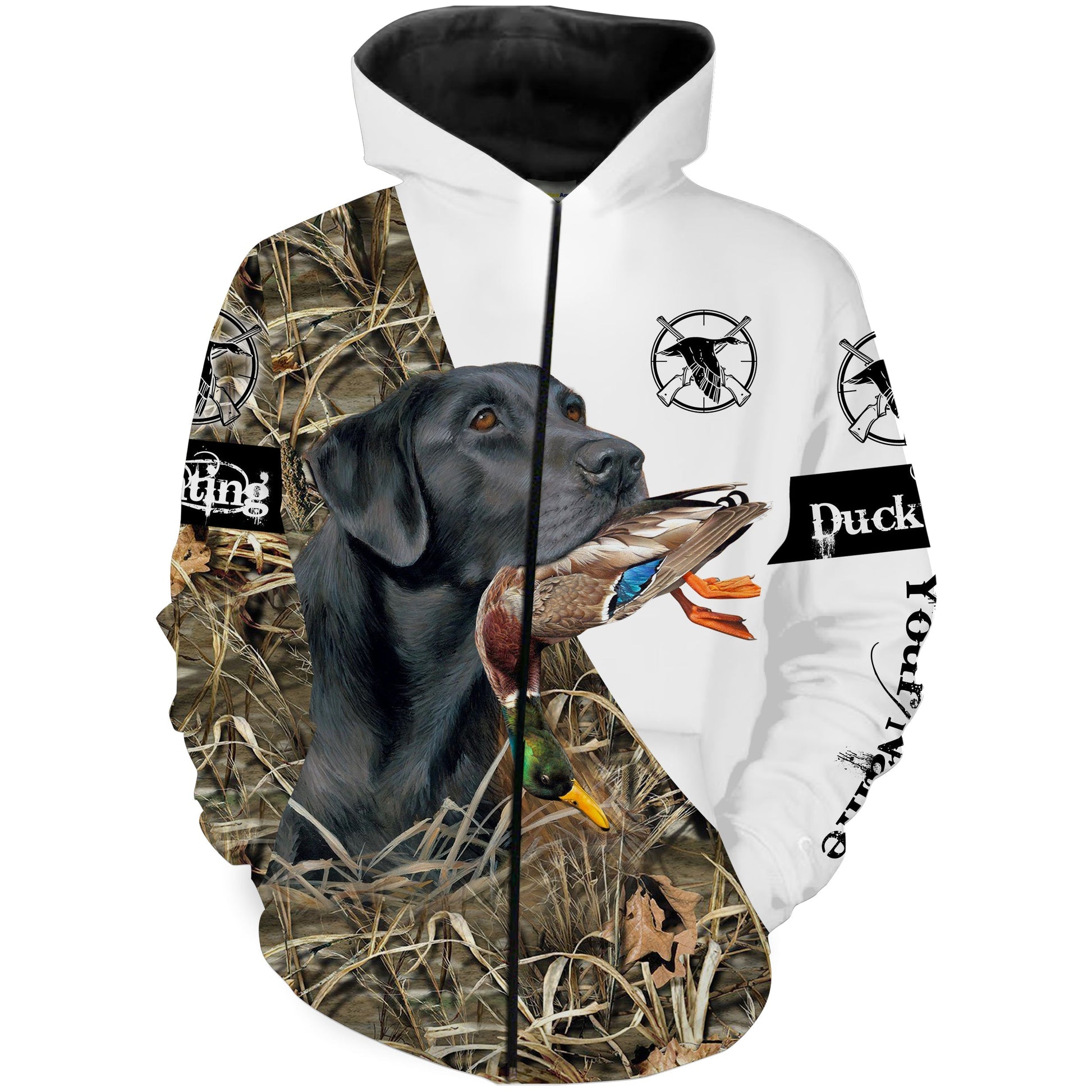 Duck hunting with dog back labrador Custom Name 3D All over print Shirt Zip up hoodie