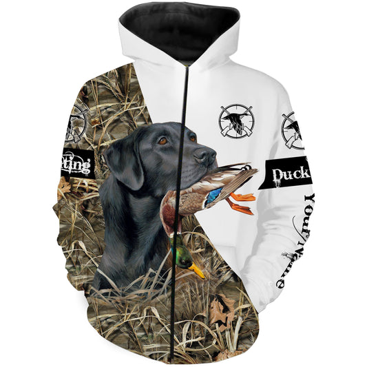 Duck hunting with dog back labrador Custom Name 3D All over print Shirt Zip up hoodie