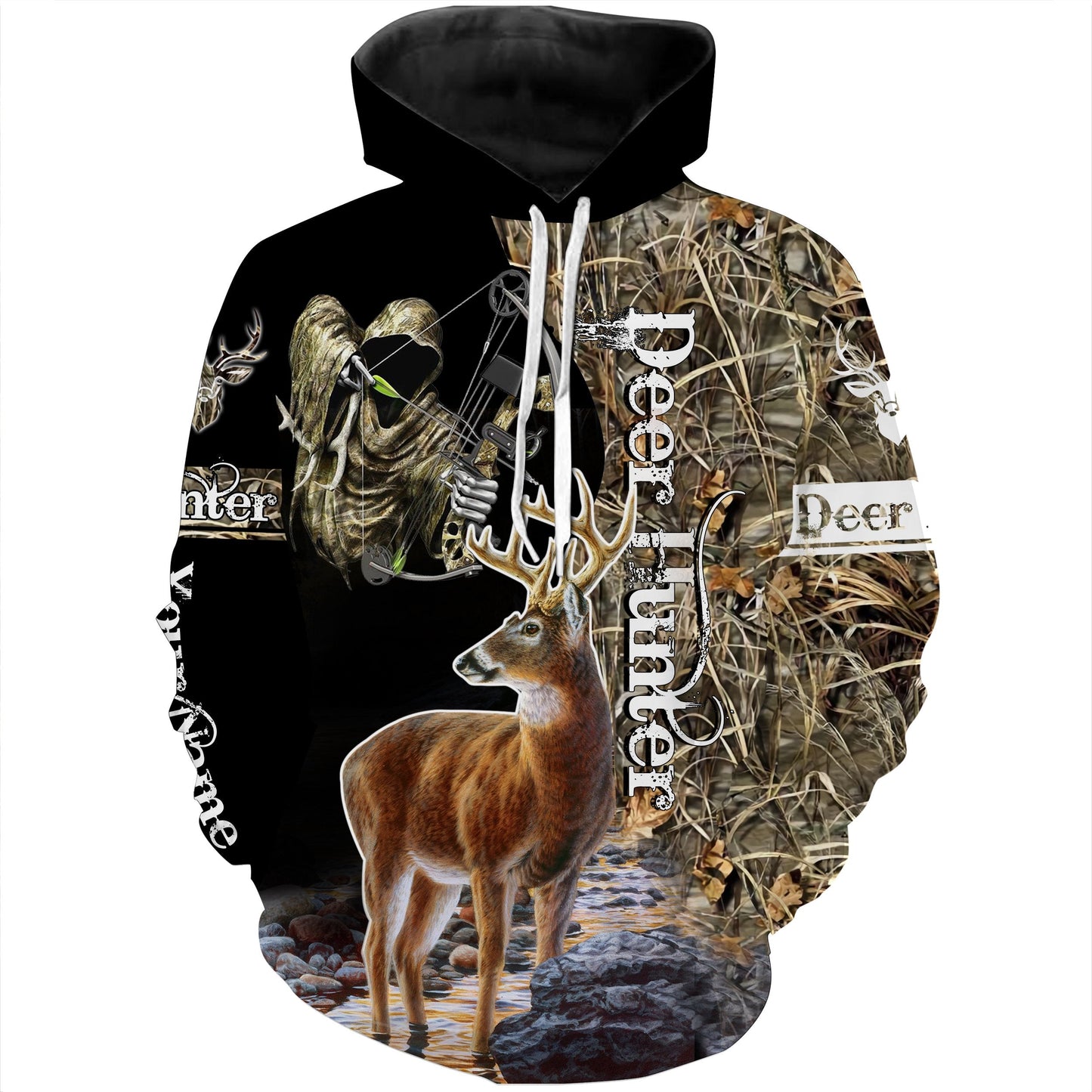 Grim reaper Deer Bow hunter Custom Name 3D All over print Shirts for Men Hoodie