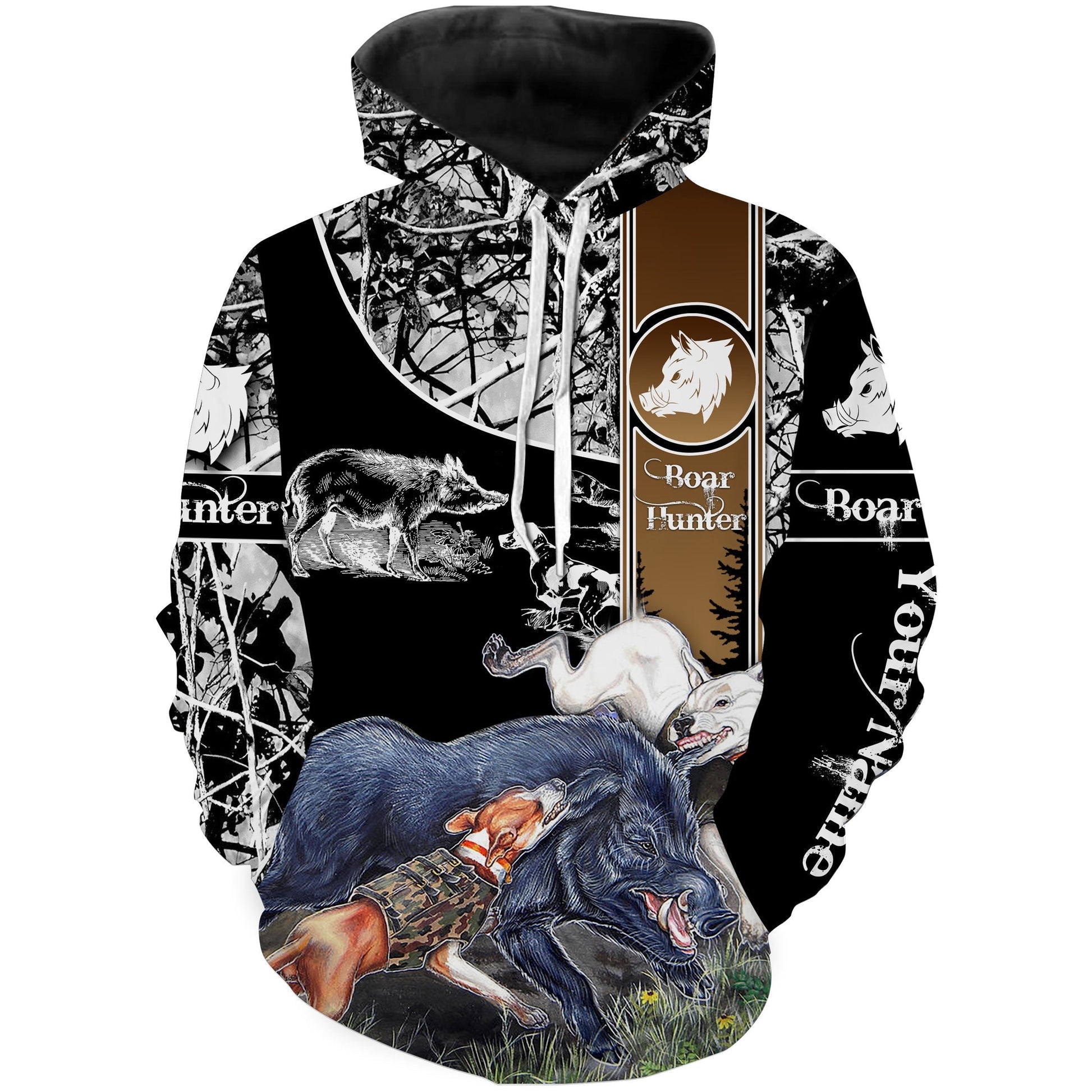 Wild Boar hunting with dogs custom name 3D All over print Shirt Personalized gifts for hunter FSD570 Hoodie