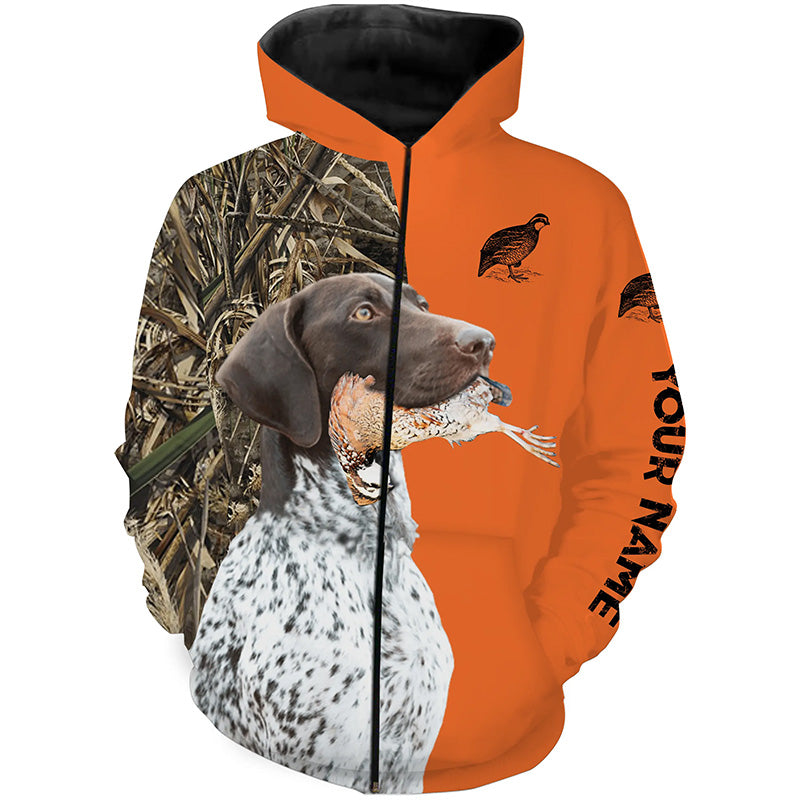 Quail hunting with German Shorthaired Pointer custom bird hunting shirts, Pointing dog hunting gifts FSD3733