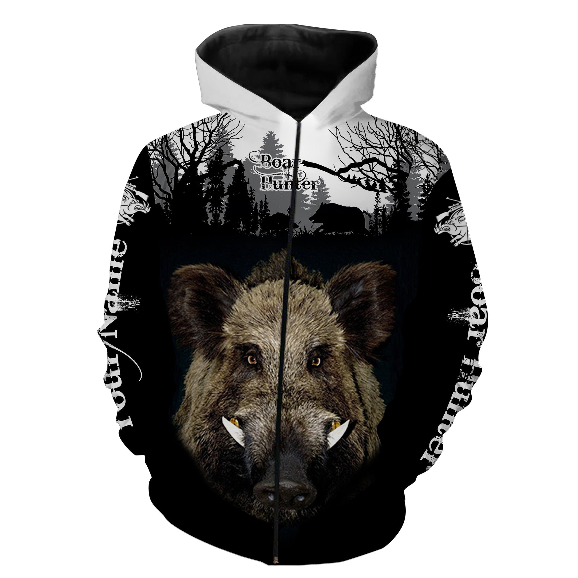 Wild Boar hunter Custom Name 3D All over print Shirt, Hoodie Personalized Boar hunting shirt for Men, Women - FSD881 Zip up hoodie