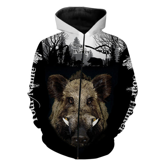 Wild Boar hunter Custom Name 3D All over print Shirt, Hoodie Personalized Boar hunting shirt for Men, Women - FSD881 Zip up hoodie