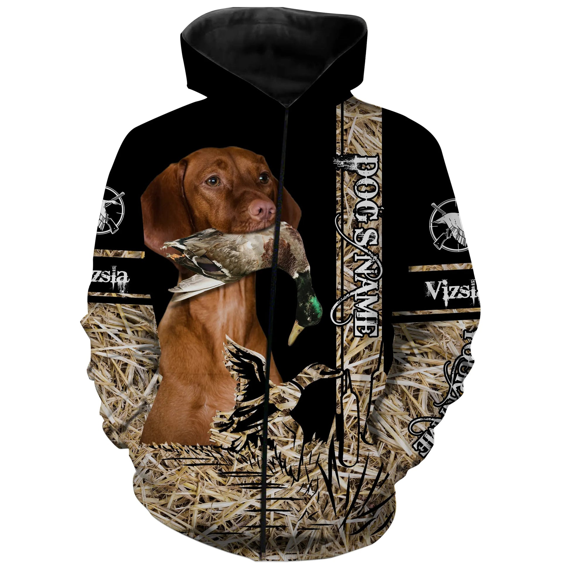 Vizsla Dog Duck Hunting waterfowl camo Shirts for Duck Hunters FSD3934 Zip up hoodie