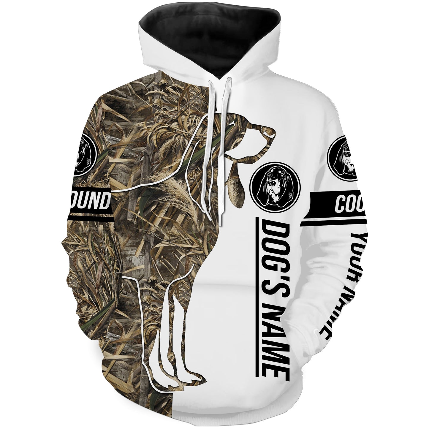 Black and tan Coonhound Tattoo Camo Customized Name Shirt, Hoodie - Personalized Hunting Gifts FSD3182