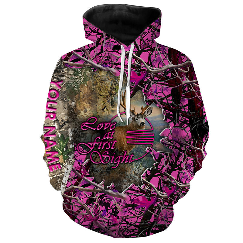 Country girl pink camo Custom Name 3D All over print Shirts - personalized hunting gifts for women - FSD252