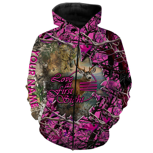 Country girl pink camo Custom Name 3D All over print Shirts - personalized hunting gifts for women - FSD252