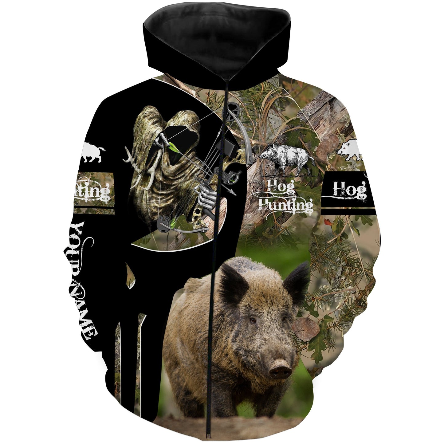 Hog hunting Custom Name 3D All over print Shirts Zip up hoodie