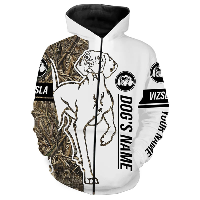 Vizsla Hunting Dog Tattoo Camo Customized Name Shirt Zip Up Hoodie Zip Up Hoodie