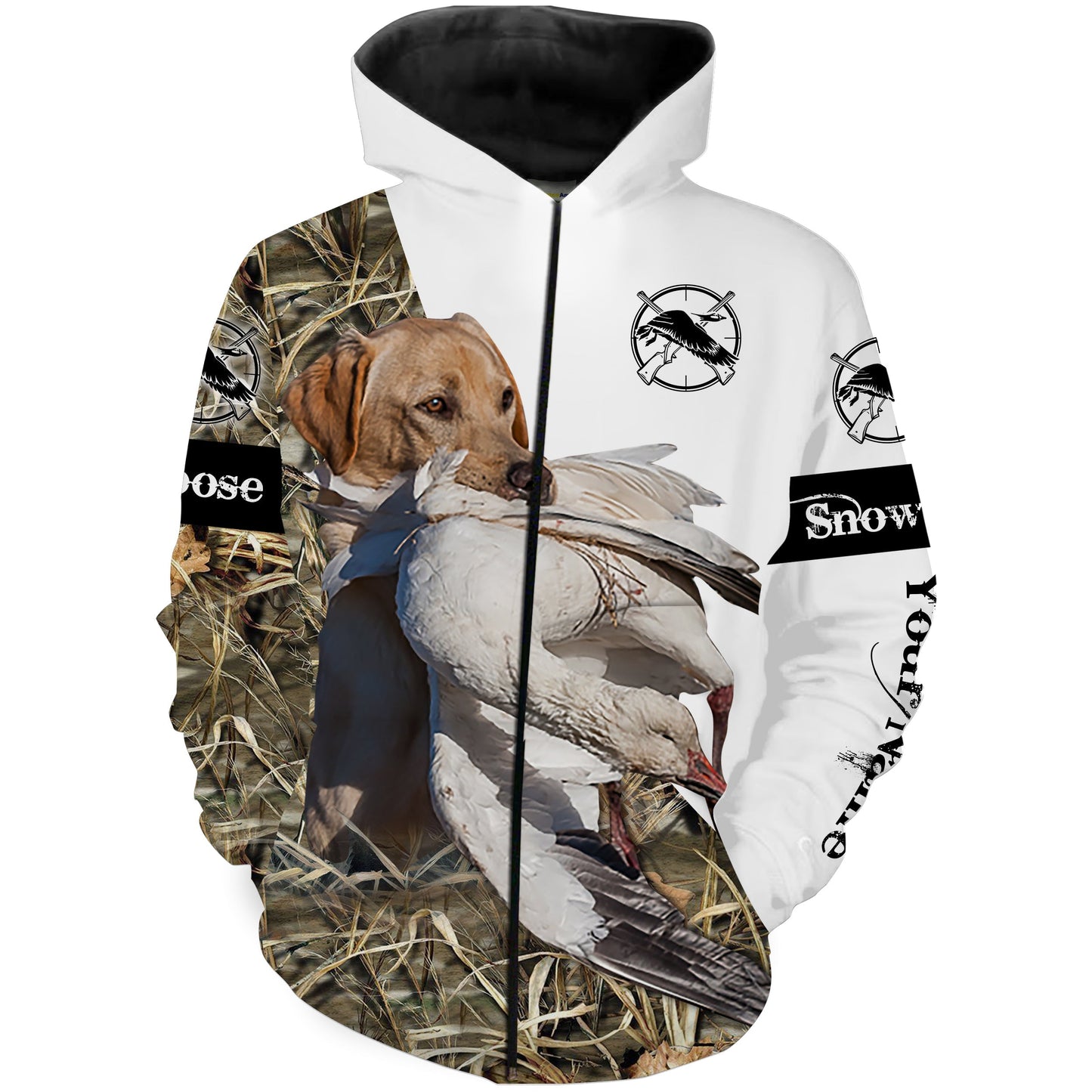 Snow Goose hunting with dog yellow labrador Custom Name 3D All over print Shirt