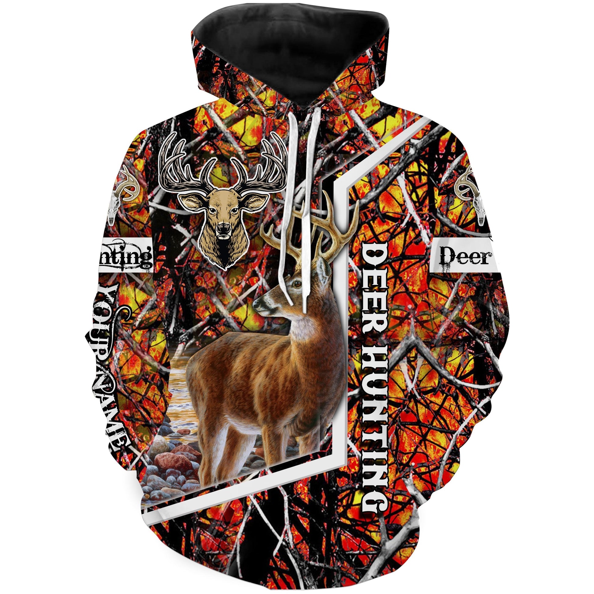 Deer hunting wildfire camo custom Name 3D All over print Shirts, Face shield - Personalized hunting gifts - FSD414