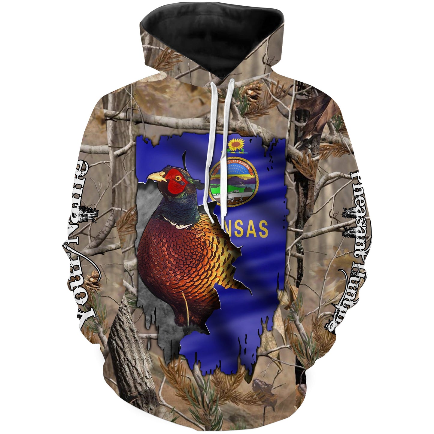 Kansas Pheasant hunting Kansas Flag camo Custom Name 3D All over printed Shirt FSD598