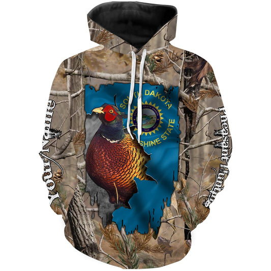 South Dakota Pheasant hunting camo Custom Name 3D All over print T-shirt Hoodie