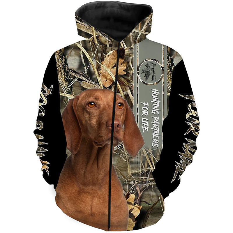 Vizsla Bird Hunting Dog Custom Name 3D All Over Print Shirts Personalized Hunting Gifts Fsd3755 Zip Up Hoodie Zip Up Hoodie