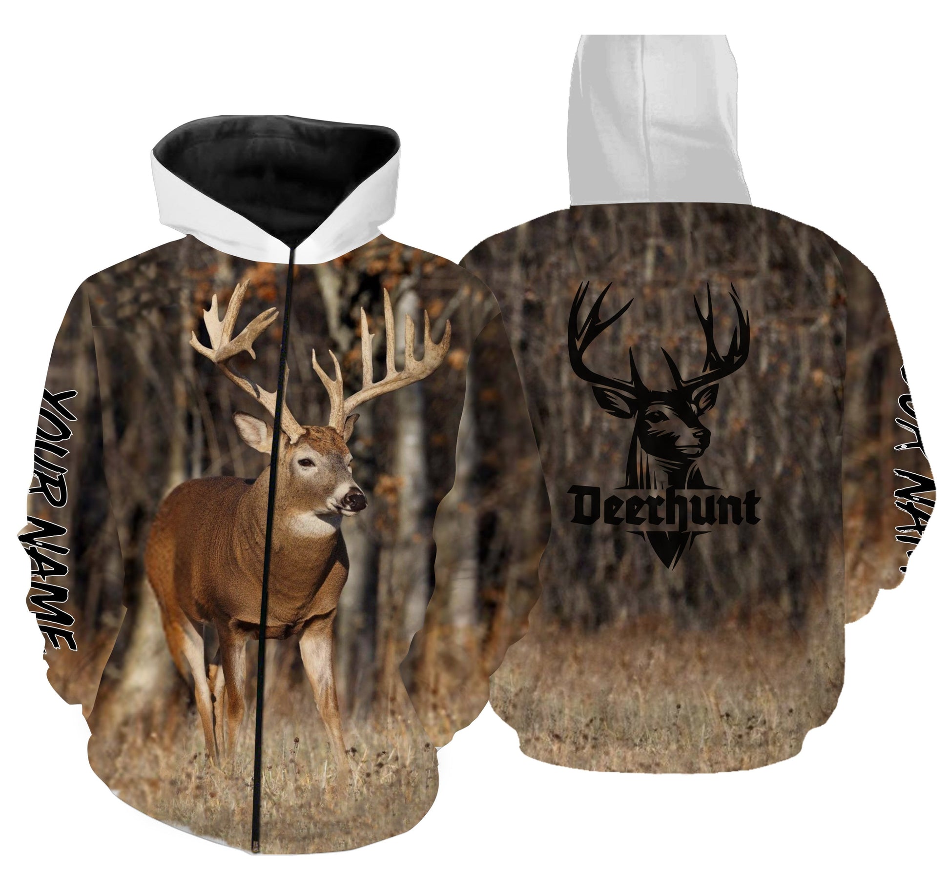 Personalized Deer hunting 3D All over print Shirts - Hunting gift for Men Zip up hoodie