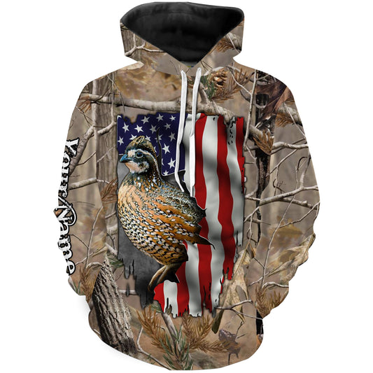 Bobwhite Quail hunting American Flag Camo Custom Name All over Printed Shirts Upland game Personalized Hunting gift FSD2118