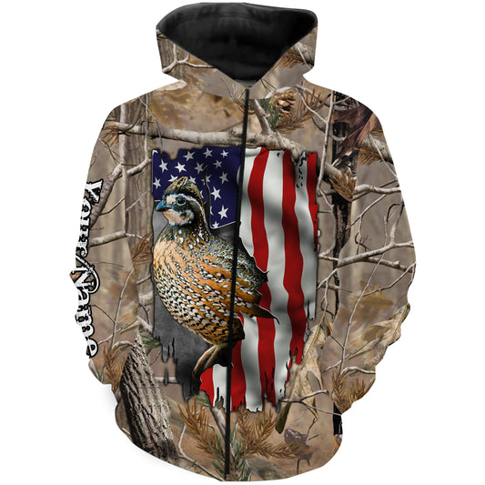 Bobwhite Quail hunting American Flag Camo Custom Name All over Printed Shirts Upland game Personalized Hunting gift FSD2118