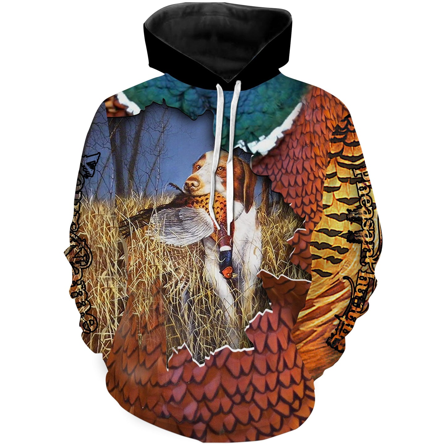 Pheasant hunting with dogs Brittany custom Name shirt Hoodie