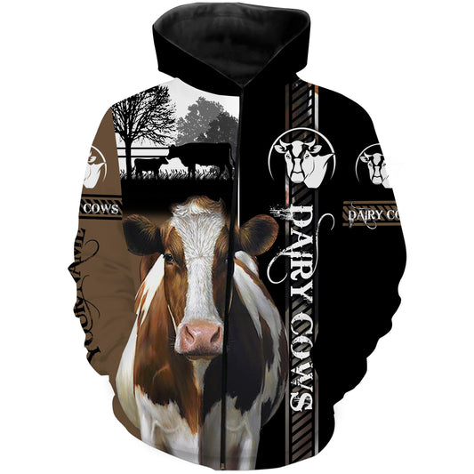 Dairy Cows full printing shirt Custom name T-shirt, Sweatshirt, Long sleeves, Hoodie - FSD618