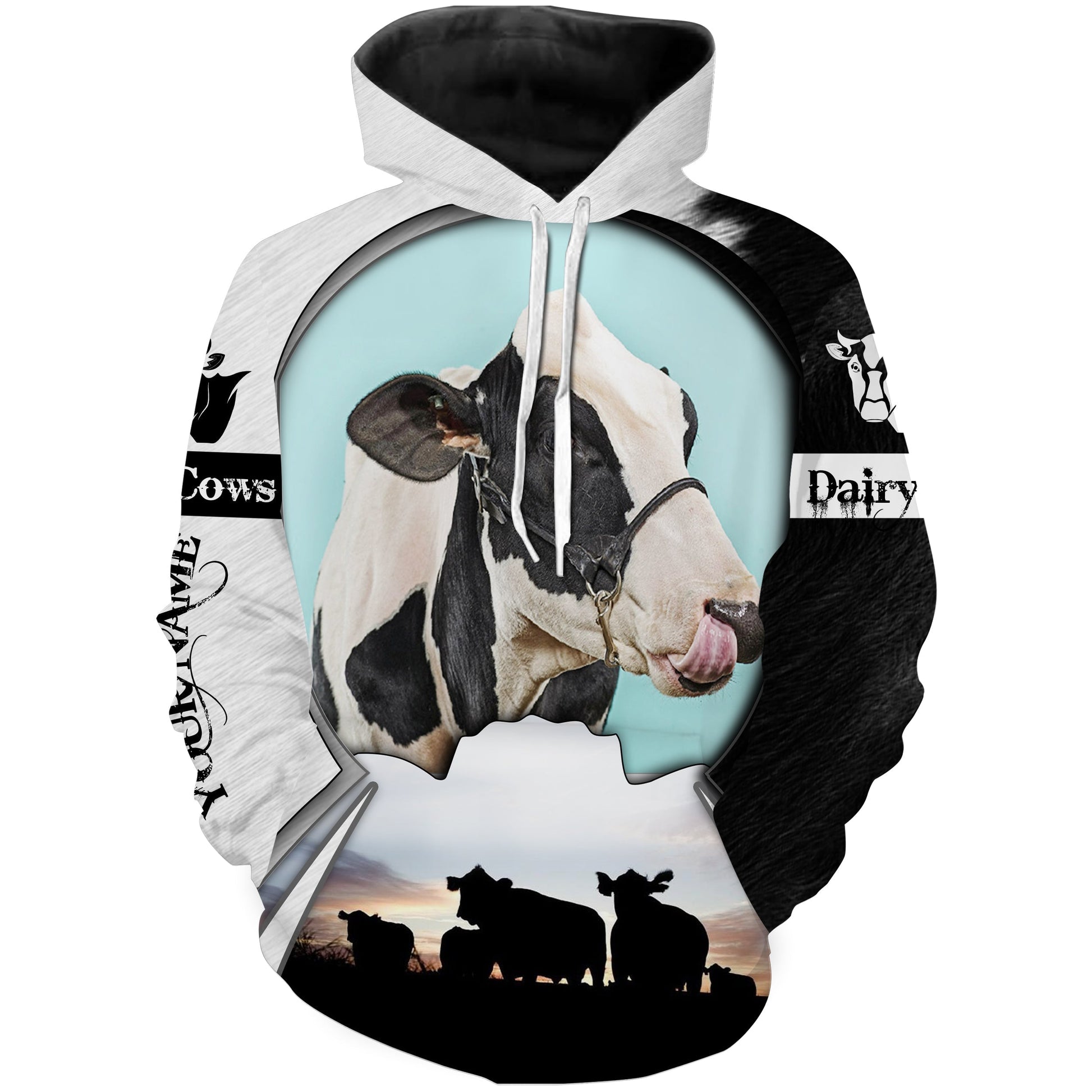 Dairy Cow Custom name 3D full printing T-shirt, Sweatshirt, Long sleeves, Hoodie - FSD620