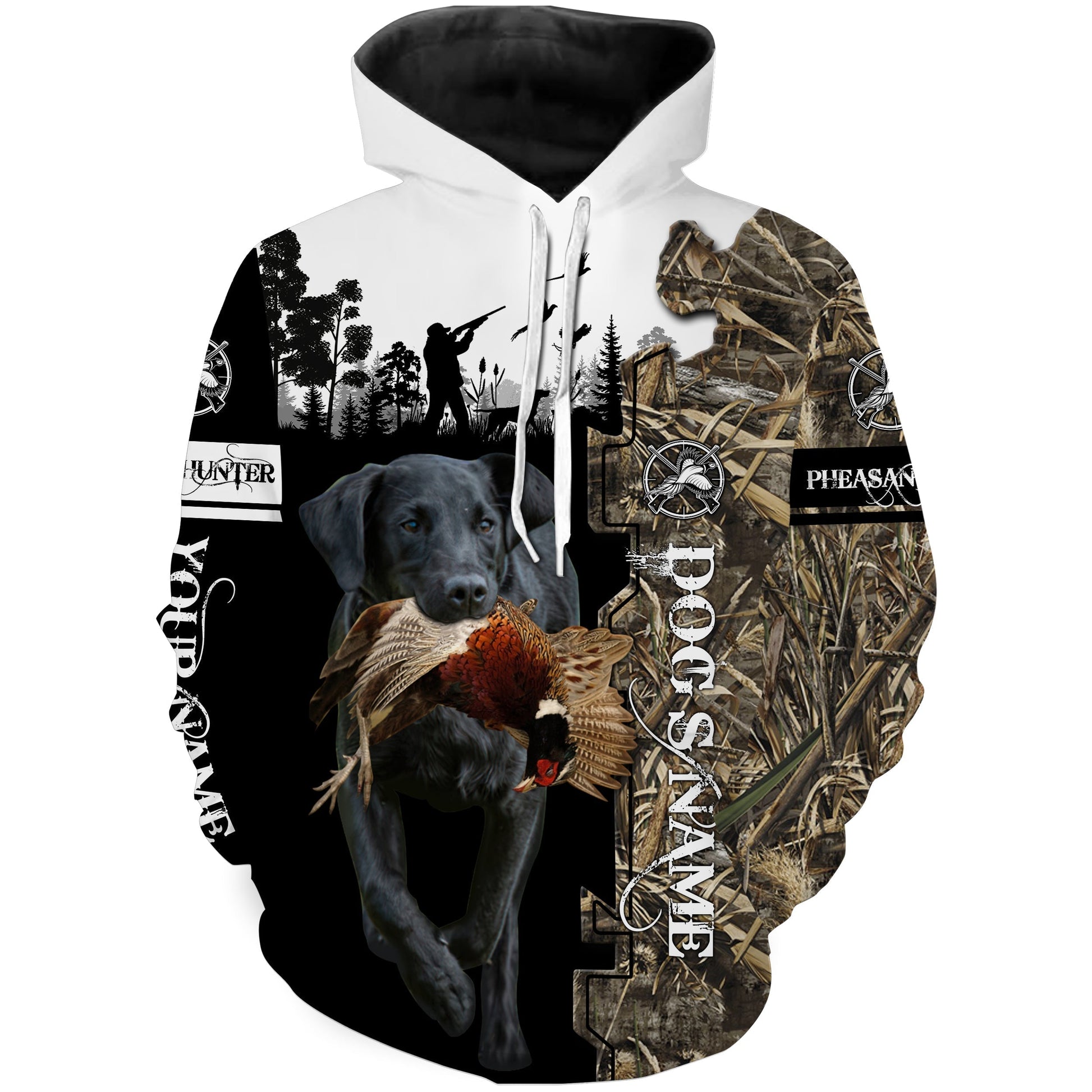 Pheasant Hunting With Black Labrador Retriever Custom Name 3D All Over Printed Shirts Hoodie Hoodie