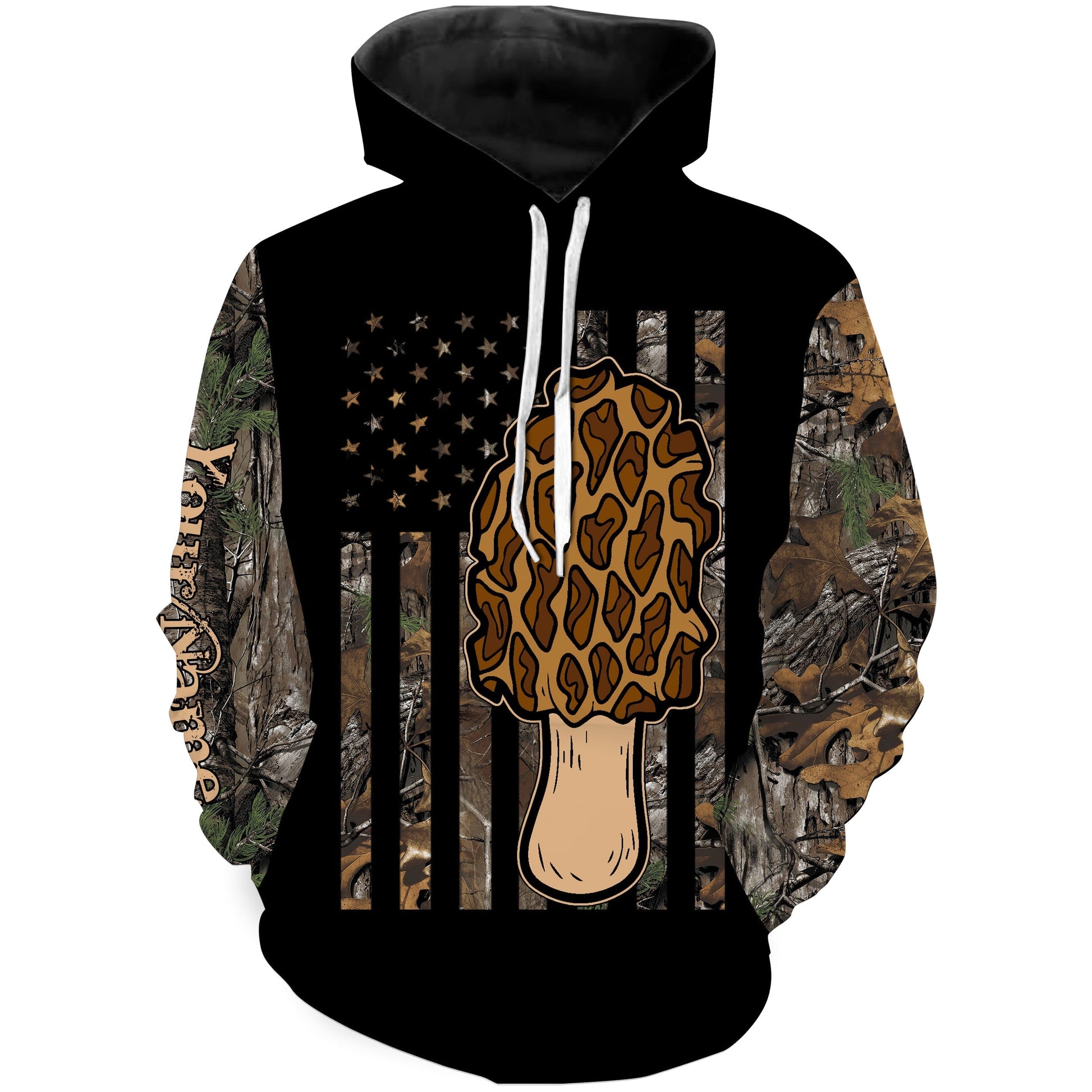 Morel Mushroom Hunting American Flag camo Custom Name All over print Shirts