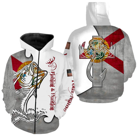 Florida Fishing And Hunting Deer And Bass All Over Print Shirt Zip Up Hoodie Zip Up Hoodie