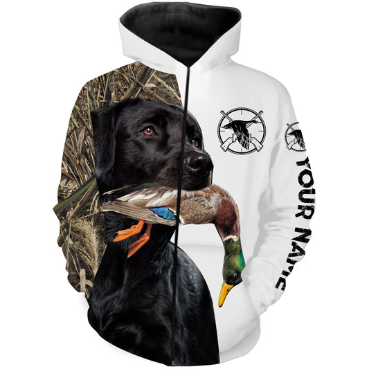 Duck hunting with Black lab custom Name 3D All over print shirt Zip up hoodie