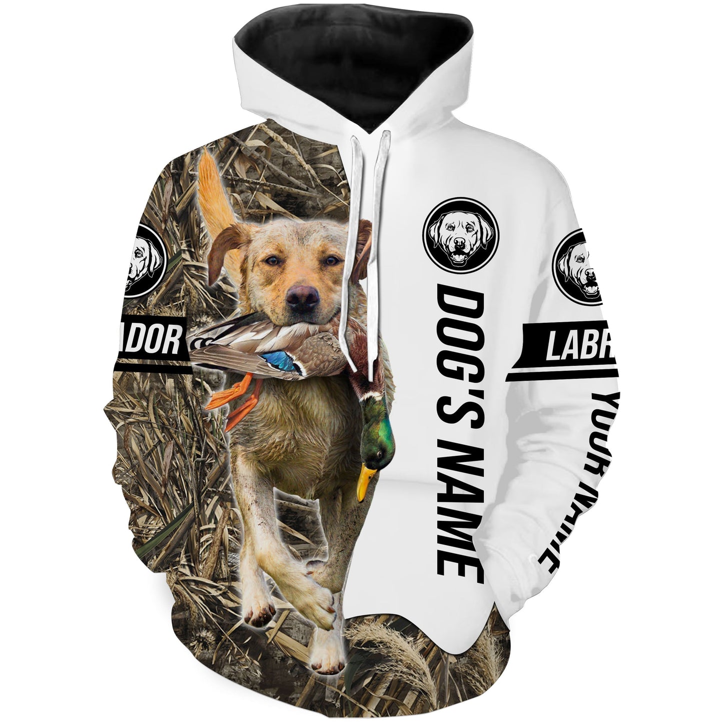 Duck Hunting with Yellow Labrador Retriever Dog Custom Name Camo Full Printing Shirts, Labrador Gundog Shirt - FSD2773