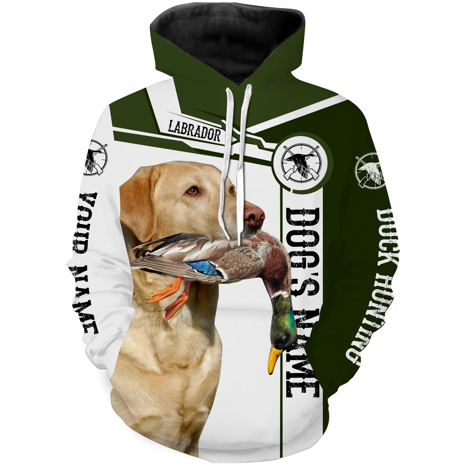 Yellow Lab Duck Hunting Dog Custom Name All Over Print Shirt Hoodie Hoodie