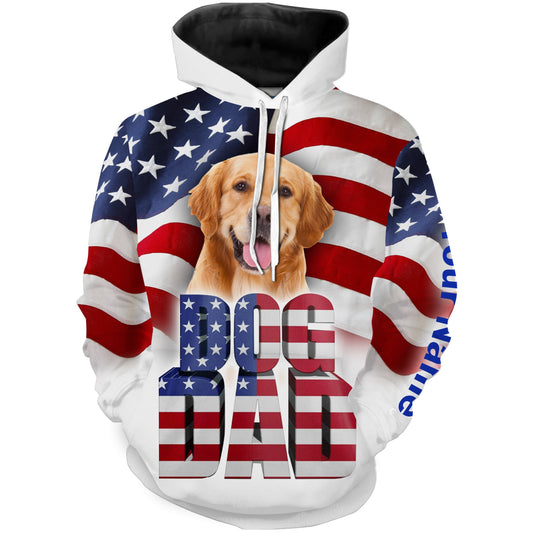 Golden retriever Dad American flag Custom Name 3D full printing shirt Retriever dog Father's day gifts FSD2387