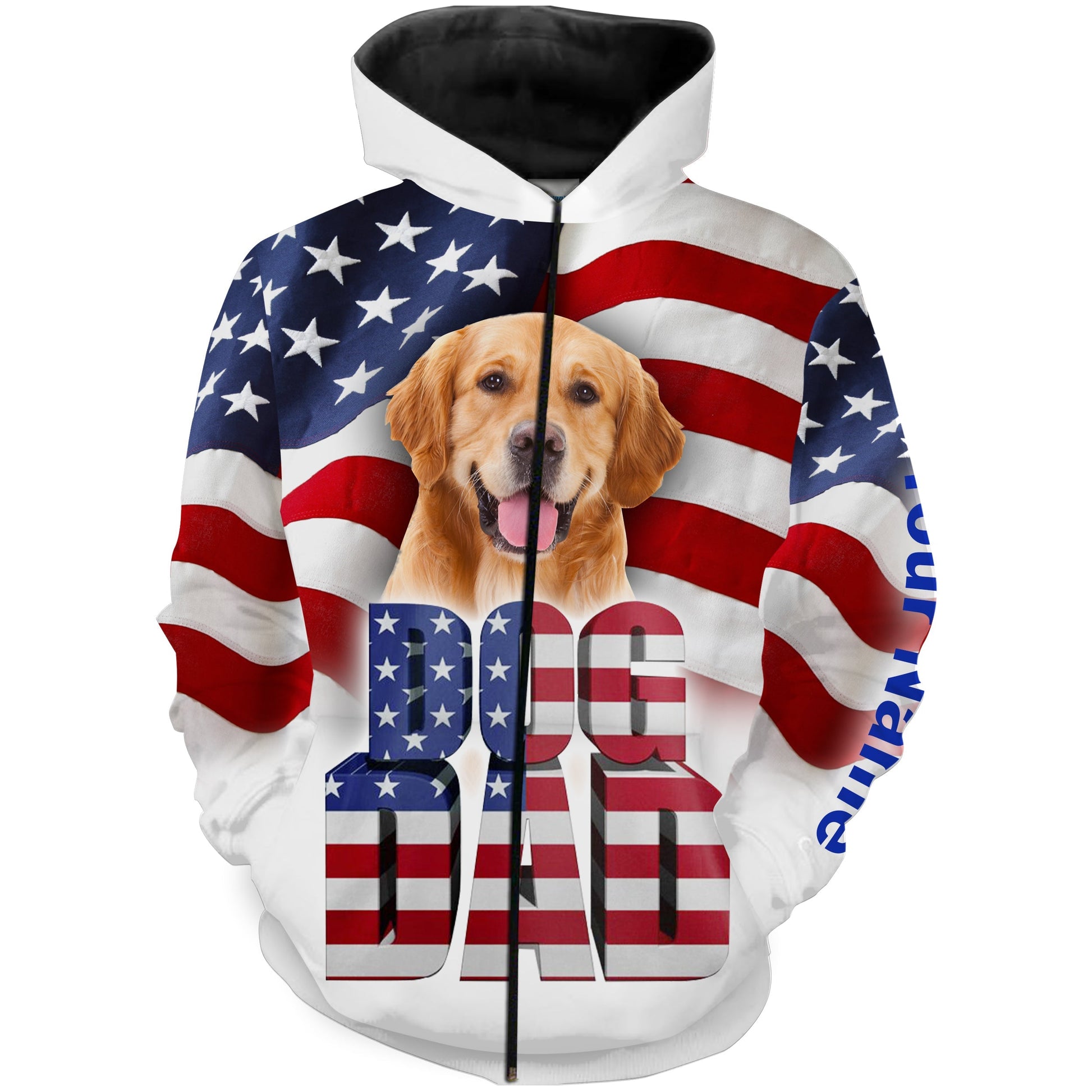 Golden retriever Dad American flag Custom Name 3D full printing shirt Retriever dog Father's day gifts FSD2387