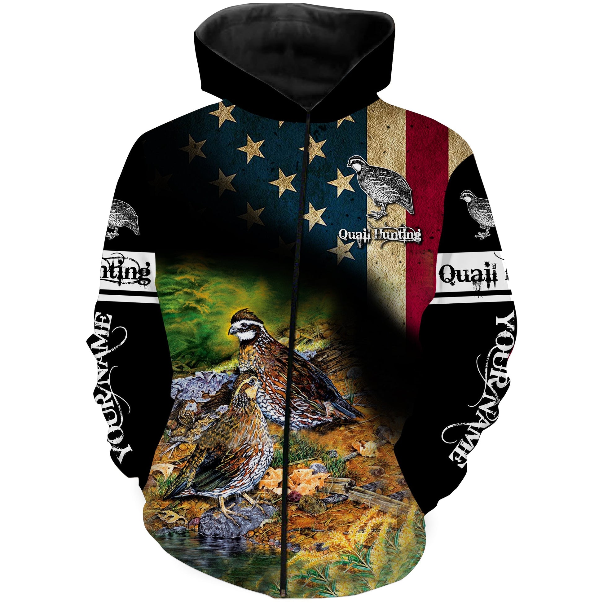 Quail hunting American flag camo custom Name Full printing Shirts FSD1134