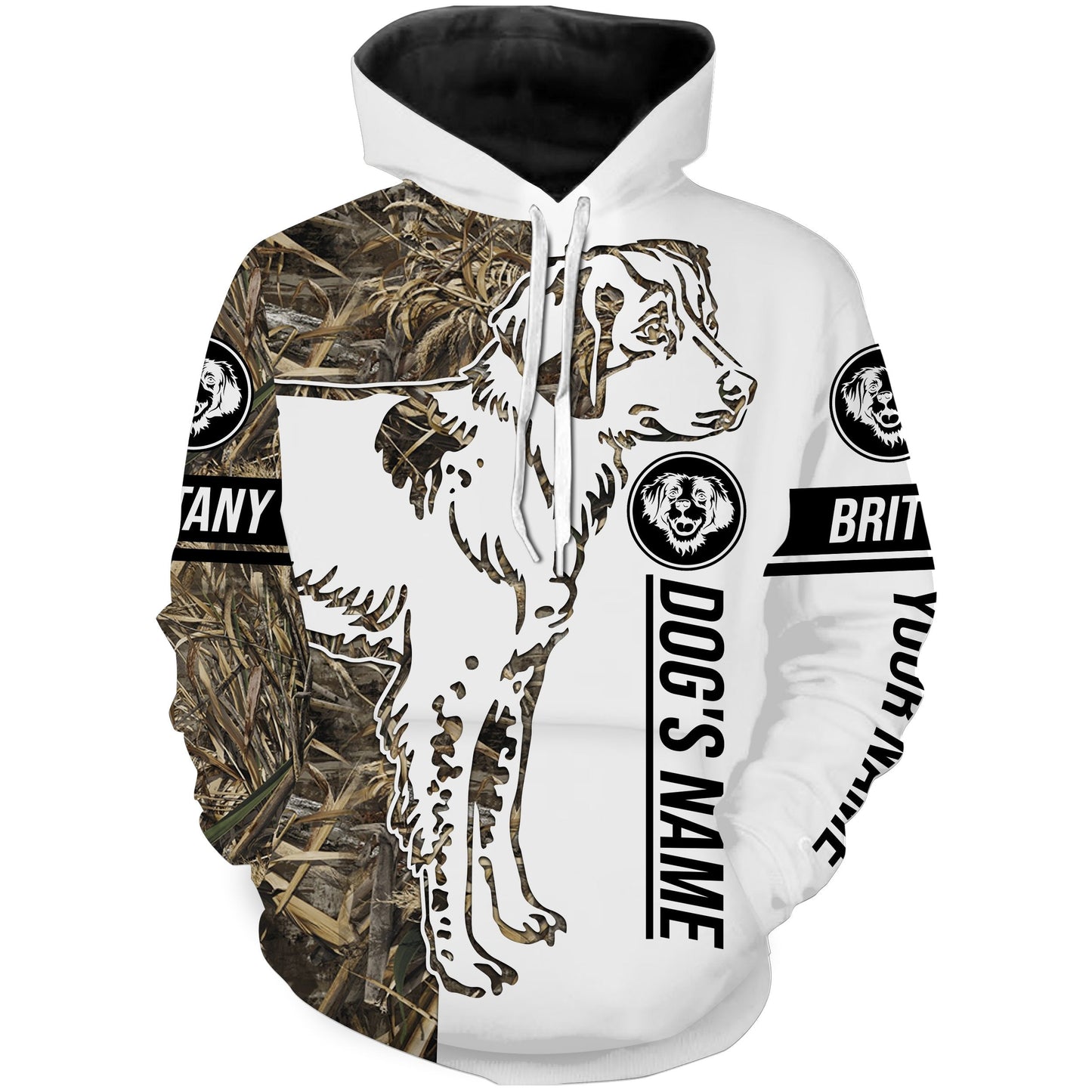 Brittany Gun Dog Tattoo Camo Customized Name Shirt