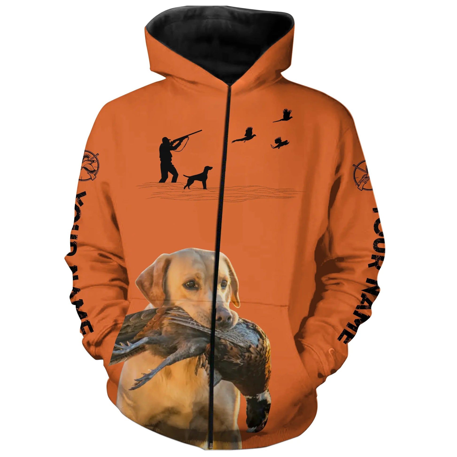 Yellow Lab Pheasant Hunting Clothes, best personalized Upland hunting clothes, hunting gifts FSD3901 Zip up hoodie