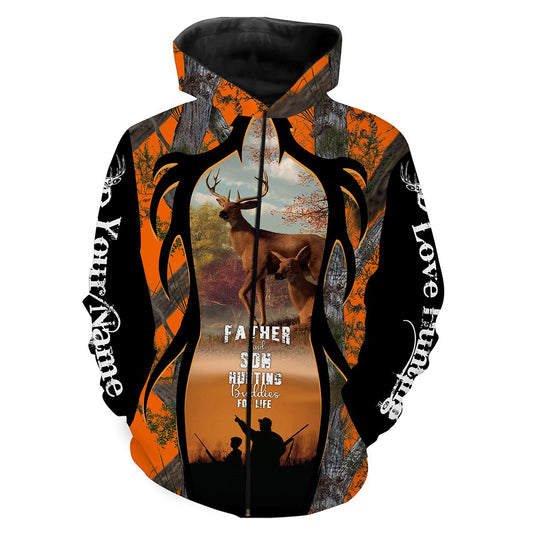 Father And Son Hunting Buddies For Life Custom Name 3D All Over Print Shirts  Zip Up Hoodie Zip Up Hoodie