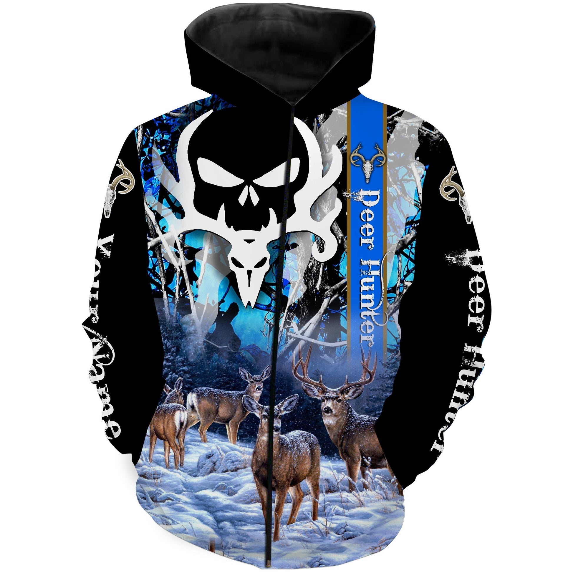 Deer hunting Deer skull custom Name 3D All over print shirts FSD454 Zip up hoodie