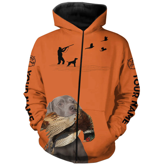 Weimaraner Dog Pheasant Hunting Clothes, best personalized Upland hunting Shirts, hunting gifts FSD3950 Zip up hoodie