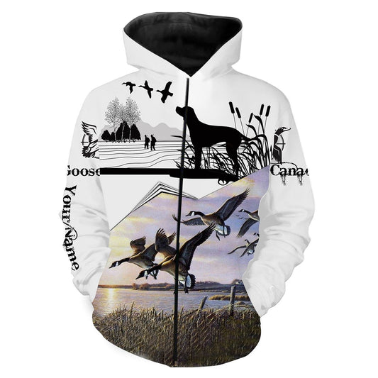 Canada Goose hunting Custom Name 3D All over print shirts - Personalized hunting gifts - FSD140 Zip up hoodie