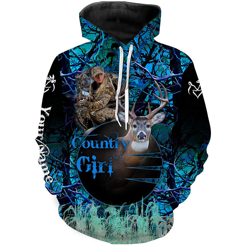 Beautiful Country Girl Deer hunting Custom Name 3D All over print shirts - Personalized hunting gifts - FSD144 Hoodie