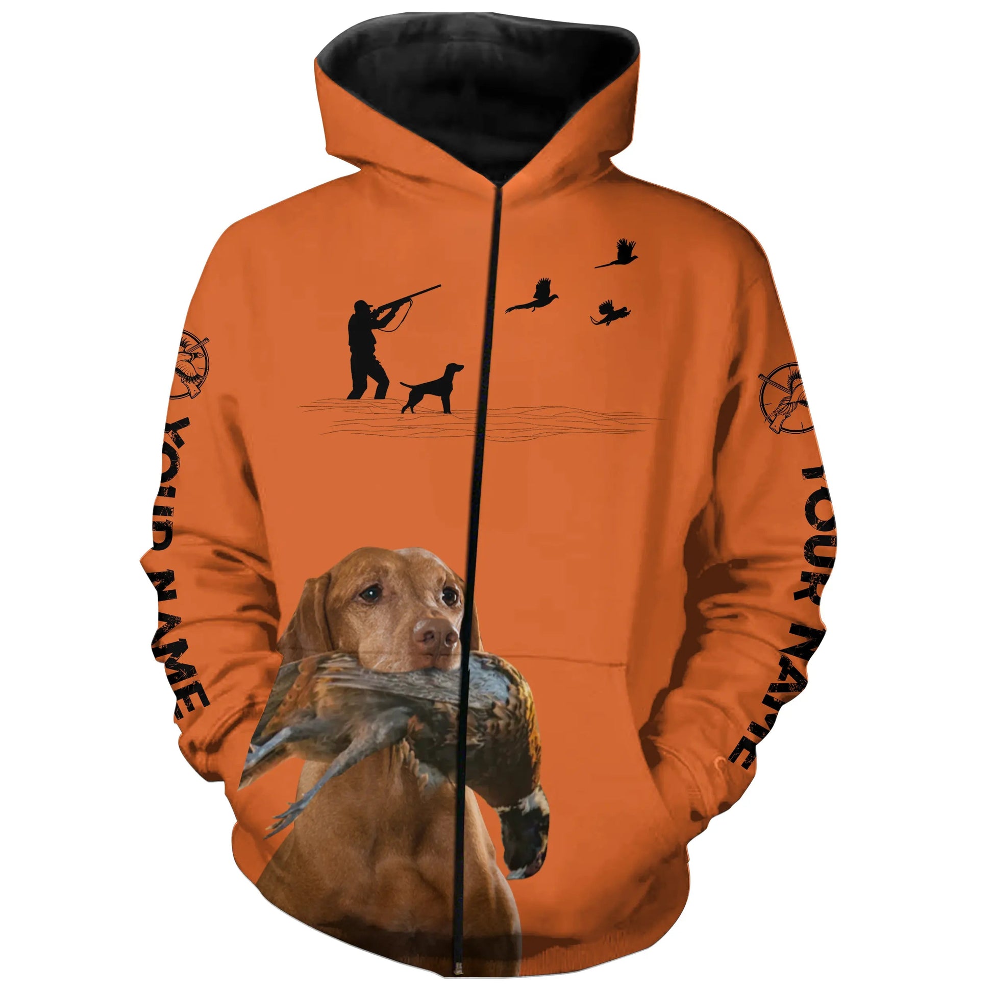 Vizsla Pheasant Hunting clothes, best personalized Upland hunting clothes, hunting gifts FSD3905 Zip up hoodie