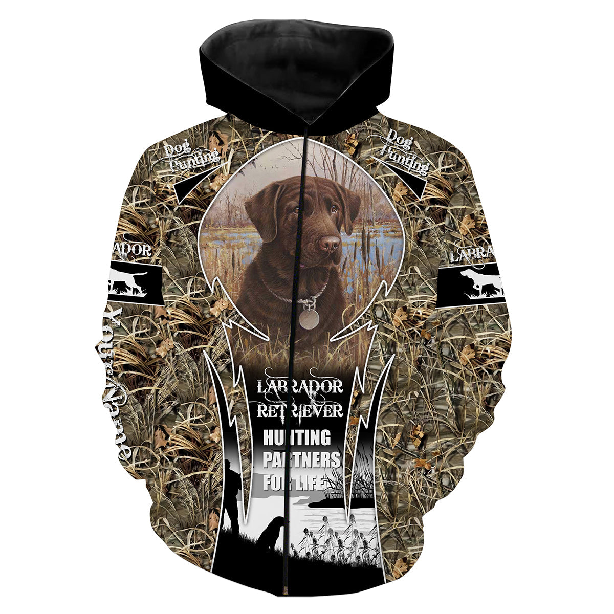 Best hunting Dog Custom Name and Photo 3D All over print shirts - "Labrador Retriever hunting partners for life" - FSD146 Zip up hoodie