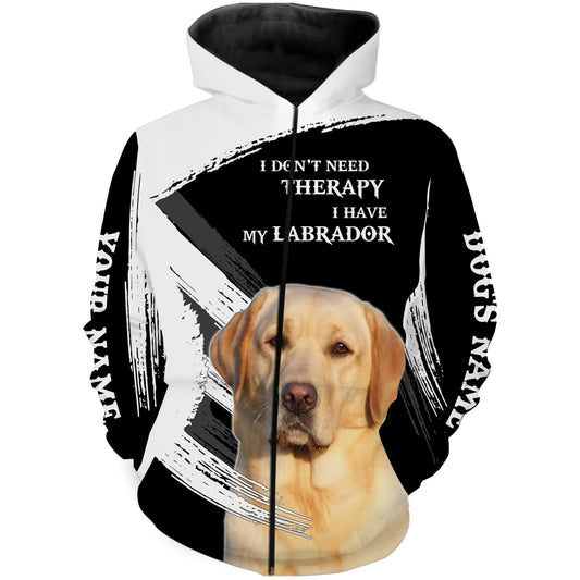 Yellow Labrador Custom Name Full print Shirts, Funny Dog saying shirts, Personalized Gift FSD3117 Zip up hoodie