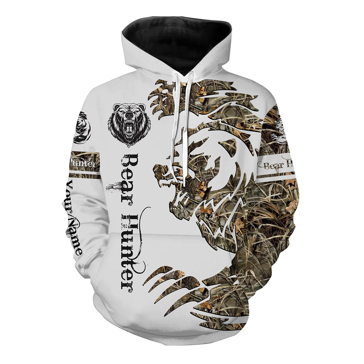 Personalized Bear hunting tattoo Custom Name 3D All over print Long sleeves