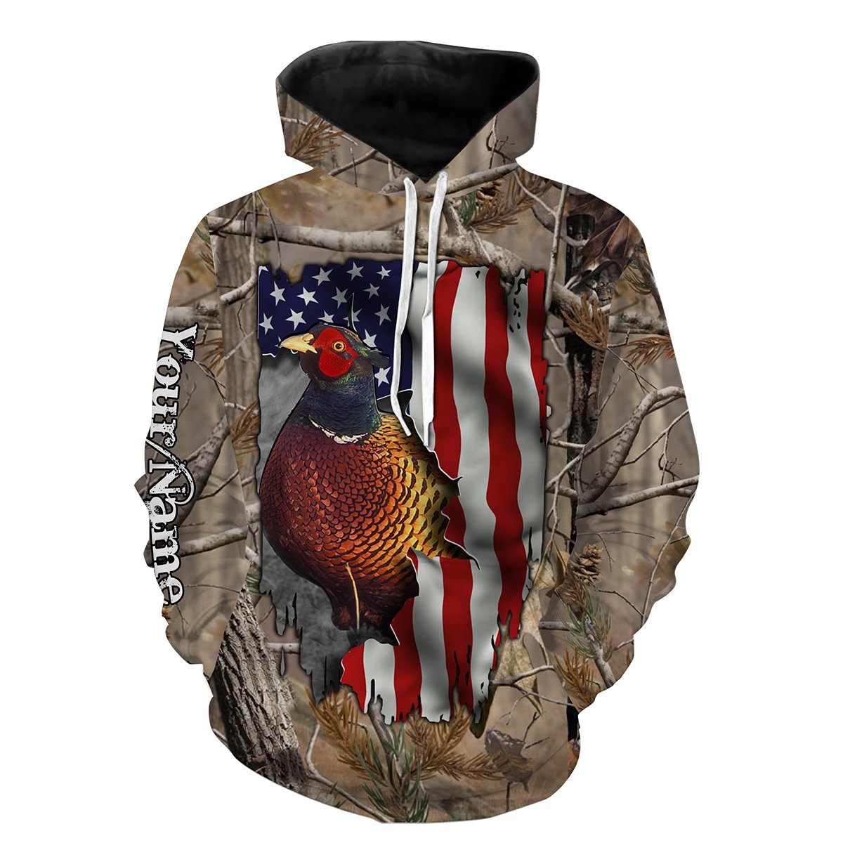 Pheasant hunting American Flag camo Custom Name 3D All over print Shirts FSD304 Hoodie